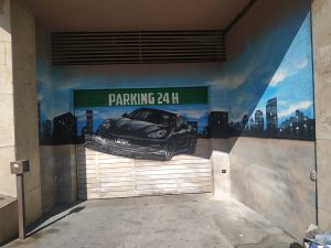 graffiti parking skyline barcelona